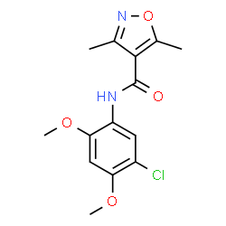 ChemSpider 2D Image | N-(5-Chloro-2,4-dimethoxyphenyl)-3,5-dimethyl-1,2-oxazole-4-carboxamide | C14H15ClN2O4
