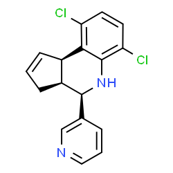 ChemSpider 2D Image | (3aS,4R,9bR)-6,9-Dichloro-4-(3-pyridinyl)-3a,4,5,9b-tetrahydro-3H-cyclopenta[c]quinoline | C17H14Cl2N2