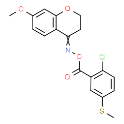 ChemSpider 2D Image | [2-Chloro-5-(methylsulfanyl)phenyl]{[(7-methoxy-2,3-dihydro-4H-chromen-4-ylidene)amino]oxy}methanone | C18H16ClNO4S