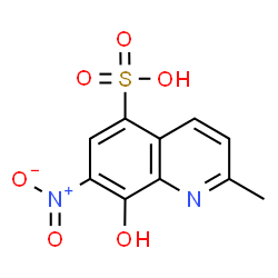 ChemSpider 2D Image | 8-Hydroxy-2-methyl-7-nitro-5-quinolinesulfonic acid | C10H8N2O6S