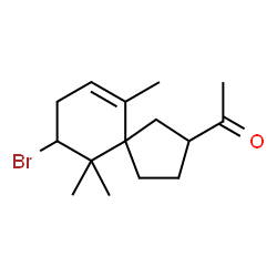ChemSpider 2D Image | 1-(9-Bromo-6,10,10-trimethylspiro[4.5]dec-6-en-2-yl)ethanone | C15H23BrO