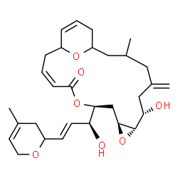 ChemSpider 2D Image | (7S,8S,10S,12S,15Z)-7-Hydroxy-12-[(1S,2E)-1-hydroxy-3-(4-methyl-3,6-dihydro-2H-pyran-2-yl)-2-propen-1-yl]-3-methyl-5-methylene-9,13,22-trioxatricyclo[16.3.1.0~8,10~]docosa-15,19-dien-14-one | C30H42O7
