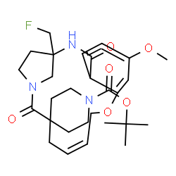 ChemSpider 2D Image | 2-Methyl-2-propanyl (12Z)-1-(fluoromethyl)-7-methoxy-3,16-dioxo-1'H-spiro[10-oxa-2,17-diazatricyclo[15.2.1.0~4,9~]icosa-4,6,8,12-tetraene-15,4'-piperidine]-1'-carboxylate | C28H38FN3O6