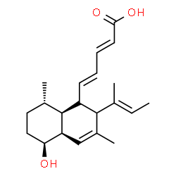 ChemSpider 2D Image | (2E,4E)-5-{(4aS,5S,8S,8aS)-2-[(2E)-2-Buten-2-yl]-5-hydroxy-3,8-dimethyl-1,2,4a,5,6,7,8,8a-octahydro-1-naphthalenyl}-2,4-pentadienoic acid | C21H30O3