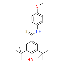 ChemSpider 2D Image | 3,5-Di-tert-butyl-4-hydroxy-N-(4-methoxy-phenyl)-thiobenzamide | C22H29NO2S