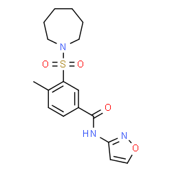 ChemSpider 2D Image | 3-(1-azepanylsulfonyl)-N-(3-isoxazolyl)-4-methylbenzamide | C17H21N3O4S