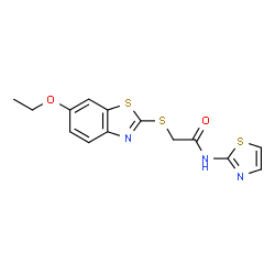 ChemSpider 2D Image | 2-[(6-Ethoxy-1,3-benzothiazol-2-yl)sulfanyl]-N-(1,3-thiazol-2-yl)acetamide | C14H13N3O2S3