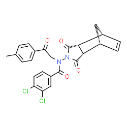 ChemSpider 2D Image | 3,4-Dichloro-N-[(1R,2R,6S,7R)-3,5-dioxo-4-azatricyclo[5.2.1.0~2,6~]dec-8-en-4-yl]-N-[2-(4-methylphenyl)-2-oxoethyl]benzamide | C25H20Cl2N2O4