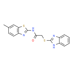 ChemSpider 2D Image | 2-(1H-Benzimidazol-2-ylsulfanyl)-N-(6-methyl-1,3-benzothiazol-2-yl)acetamide | C17H14N4OS2