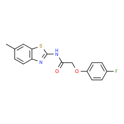 ChemSpider 2D Image | 2-(4-Fluorophenoxy)-N-(6-methyl-1,3-benzothiazol-2-yl)acetamide | C16H13FN2O2S