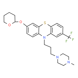 ChemSpider 2D Image | 10-[3-(4-Methyl-1-piperazinyl)propyl]-7-(tetrahydro-2H-pyran-2-yloxy)-2-(trifluoromethyl)-10H-phenothiazine | C26H32F3N3O2S