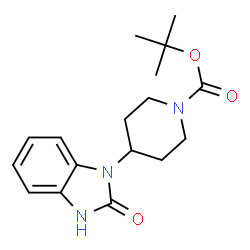 ChemSpider 2D Image | 2-Methyl-2-propanyl 4-(2-oxo-2,3-dihydro-1H-benzimidazol-1-yl)-1-piperidinecarboxylate | C17H23N3O3