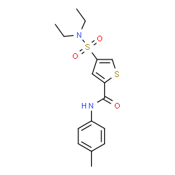 ChemSpider 2D Image | 4-(Diethylsulfamoyl)-N-(4-methylphenyl)-2-thiophenecarboxamide | C16H20N2O3S2