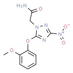 ChemSpider 2D Image | 2-[5-(2-Methoxyphenoxy)-3-nitro-1H-1,2,4-triazol-1-yl]acetamide | C11H11N5O5