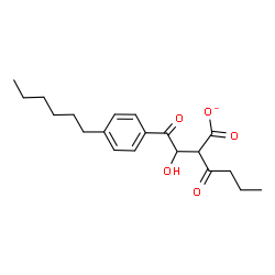 ChemSpider 2D Image | 2-[2-(4-Hexylphenyl)-1-hydroxy-2-oxoethyl]-3-oxohexanoate | C20H27O5