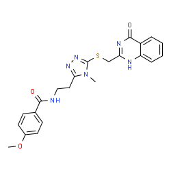 ChemSpider 2D Image | benzamide, N-[2-[5-[[(3,4-dihydro-4-oxo-2-quinazolinyl)methyl]thio]-4-methyl-4H-1,2,4-triazol-3-yl]ethyl]-4-methoxy- | C22H22N6O3S