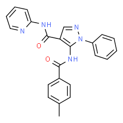 ChemSpider 2D Image | 5-[(4-Methylbenzoyl)amino]-1-phenyl-N-(2-pyridinyl)-1H-pyrazole-4-carboxamide | C23H19N5O2