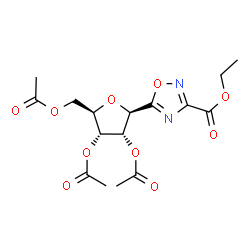 ChemSpider 2D Image | (1R)-2,3,5-Tri-O-acetyl-1,4-anhydro-1-[3-(ethoxycarbonyl)-1,2,4-oxadiazol-5-yl]-D-ribitol | C16H20N2O10