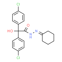 ChemSpider 2D Image | 2,2-Bis(4-chlorophenyl)-N'-cyclohexylidene-2-hydroxyacetohydrazide | C20H20Cl2N2O2