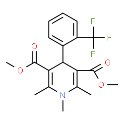 ChemSpider 2D Image | 3,5-dimethyl 1,2,6-trimethyl-4-[2-(trifluoromethyl)phenyl]-4H-pyridine-3,5-dicarboxylate | C19H20F3NO4