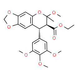 ChemSpider 2D Image | Ethyl (7S,8R)-6-methoxy-6-methyl-8-(3,4,5-trimethoxyphenyl)-7,8-dihydro-6H-[1,3]dioxolo[4,5-g]chromene-7-carboxylate | C24H28O9