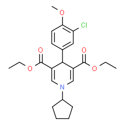 ChemSpider 2D Image | Diethyl 4-(3-chloro-4-methoxyphenyl)-1-cyclopentyl-1,4-dihydro-3,5-pyridinedicarboxylate | C23H28ClNO5