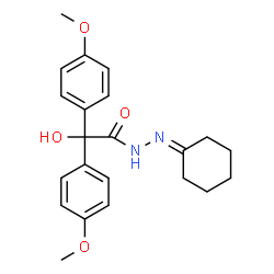 ChemSpider 2D Image | N'-Cyclohexylidene-2-hydroxy-2,2-bis(4-methoxyphenyl)acetohydrazide | C22H26N2O4