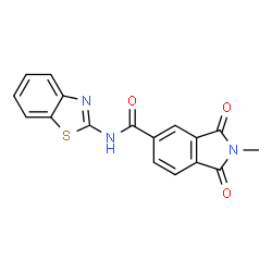ChemSpider 2D Image | N-(1,3-Benzothiazol-2-yl)-2-methyl-1,3-dioxo-5-isoindolinecarboxamide | C17H11N3O3S