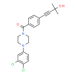ChemSpider 2D Image | [4-(3,4-Dichlorophenyl)-1-piperazinyl][4-(3-hydroxy-3-methyl-1-butyn-1-yl)phenyl]methanone | C22H22Cl2N2O2
