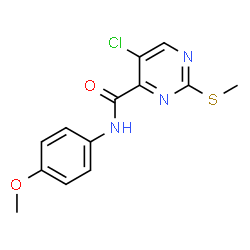 ChemSpider 2D Image | 5-Chloro-N-(4-methoxyphenyl)-2-(methylsulfanyl)-4-pyrimidinecarboxamide | C13H12ClN3O2S