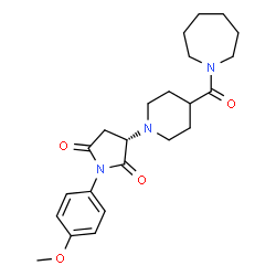 ChemSpider 2D Image | (3S)-3-[4-(1-Azepanylcarbonyl)-1-piperidinyl]-1-(4-methoxyphenyl)-2,5-pyrrolidinedione | C23H31N3O4