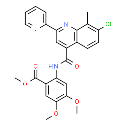 ChemSpider 2D Image | Methyl 2-({[7-chloro-8-methyl-2-(2-pyridinyl)-4-quinolinyl]carbonyl}amino)-4,5-dimethoxybenzoate | C26H22ClN3O5