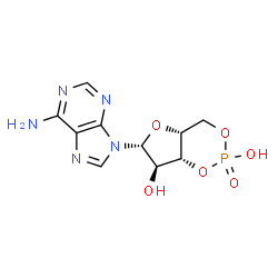 ChemSpider 2D Image | (4aR,6R,7R,7aR)-6-(6-Amino-9H-purin-9-yl)tetrahydro-4H-furo[3,2-d][1,3,2]dioxaphosphinine-2,7-diol 2-oxide | C10H12N5O6P