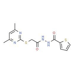 ChemSpider 2D Image | N'-{[(4,6-Dimethyl-2-pyrimidinyl)sulfanyl]acetyl}-2-thiophenecarbohydrazide | C13H14N4O2S2