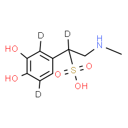 ChemSpider 2D Image | 1-[3,4-Dihydroxy(2,5-~2~H_2_)phenyl]-2-(methylamino)(1-~2~H)ethanesulfonic acid | C9H10D3NO5S