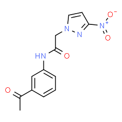 ChemSpider 2D Image | N-(3-Acetylphenyl)-2-(3-nitro-1H-pyrazol-1-yl)acetamide | C13H12N4O4