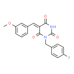 ChemSpider 2D Image | (5Z)-1-(4-Fluorobenzyl)-5-(3-methoxybenzylidene)-2,4,6(1H,3H,5H)-pyrimidinetrione | C19H15FN2O4