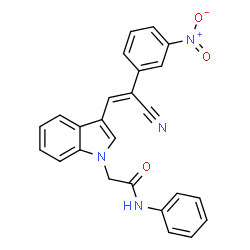 ChemSpider 2D Image | 2-{3-[(Z)-2-Cyano-2-(3-nitrophenyl)vinyl]-1H-indol-1-yl}-N-phenylacetamide | C25H18N4O3