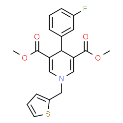 ChemSpider 2D Image | Dimethyl 4-(3-fluorophenyl)-1-(2-thienylmethyl)-1,4-dihydro-3,5-pyridinedicarboxylate | C20H18FNO4S