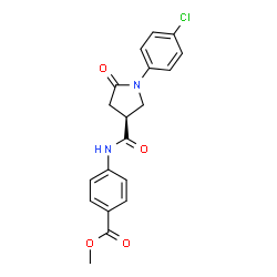 ChemSpider 2D Image | Methyl 4-({[(3S)-1-(4-chlorophenyl)-5-oxo-3-pyrrolidinyl]carbonyl}amino)benzoate | C19H17ClN2O4