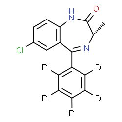 ChemSpider 2D Image | (3S)-7-Chloro-3-methyl-5-(~2~H_5_)phenyl-1,3-dihydro-2H-1,4-benzodiazepin-2-one | C16H8D5ClN2O