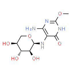ChemSpider 2D Image | N-(4-Amino-2-methoxy-6-oxo-1,6-dihydro-5-pyrimidinyl)-alpha-L-xylopyranosylamine | C10H16N4O6