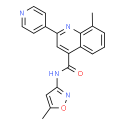 ChemSpider 2D Image | 8-Methyl-N-(5-methyl-1,2-oxazol-3-yl)-2-(4-pyridinyl)-4-quinolinecarboxamide | C20H16N4O2