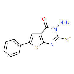 ChemSpider 2D Image | 3-Amino-4-oxo-6-phenyl-3,4-dihydrothieno[2,3-d]pyrimidine-2-thiolate | C12H8N3OS2