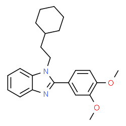 ChemSpider 2D Image | 1-(2-Cyclohexylethyl)-2-(3,4-dimethoxyphenyl)-1H-benzimidazole | C23H28N2O2