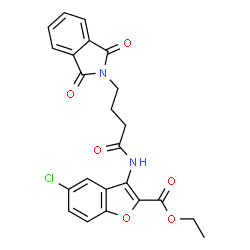 ChemSpider 2D Image | Ethyl 5-chloro-3-{[4-(1,3-dioxo-1,3-dihydro-2H-isoindol-2-yl)butanoyl]amino}-1-benzofuran-2-carboxylate | C23H19ClN2O6