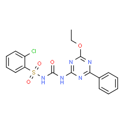 ChemSpider 2D Image | 2-Chloro-N-[(4-ethoxy-6-phenyl-1,3,5-triazin-2-yl)carbamoyl]benzenesulfonamide | C18H16ClN5O4S