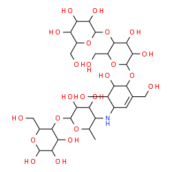 ChemSpider 2D Image | 4-O-(4,6-DIDEOXY-4-{[4-[(4-O-HEXOPYRANOSYLHEXOPYRANOSYL)OXY]-5,6-DIHYDROXY-3-(HYDROXYMETHYL)CYCLOHEX-2-EN-1-YL]AMINO}HEXOPYRANOSYL)HEXOPYRANOSE | C31H53NO23