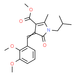 ChemSpider 2D Image | Methyl 4-(2,3-dimethoxybenzylidene)-1-isobutyl-2-methyl-5-oxo-4,5-dihydro-1H-pyrrole-3-carboxylate | C20H25NO5
