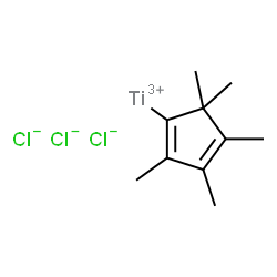 ChemSpider 2D Image | (2,3,4,5,5-Pentamethyl-1,3-cyclopentadien-1-yl)titanium(3+) trichloride | C10H15Cl3Ti
